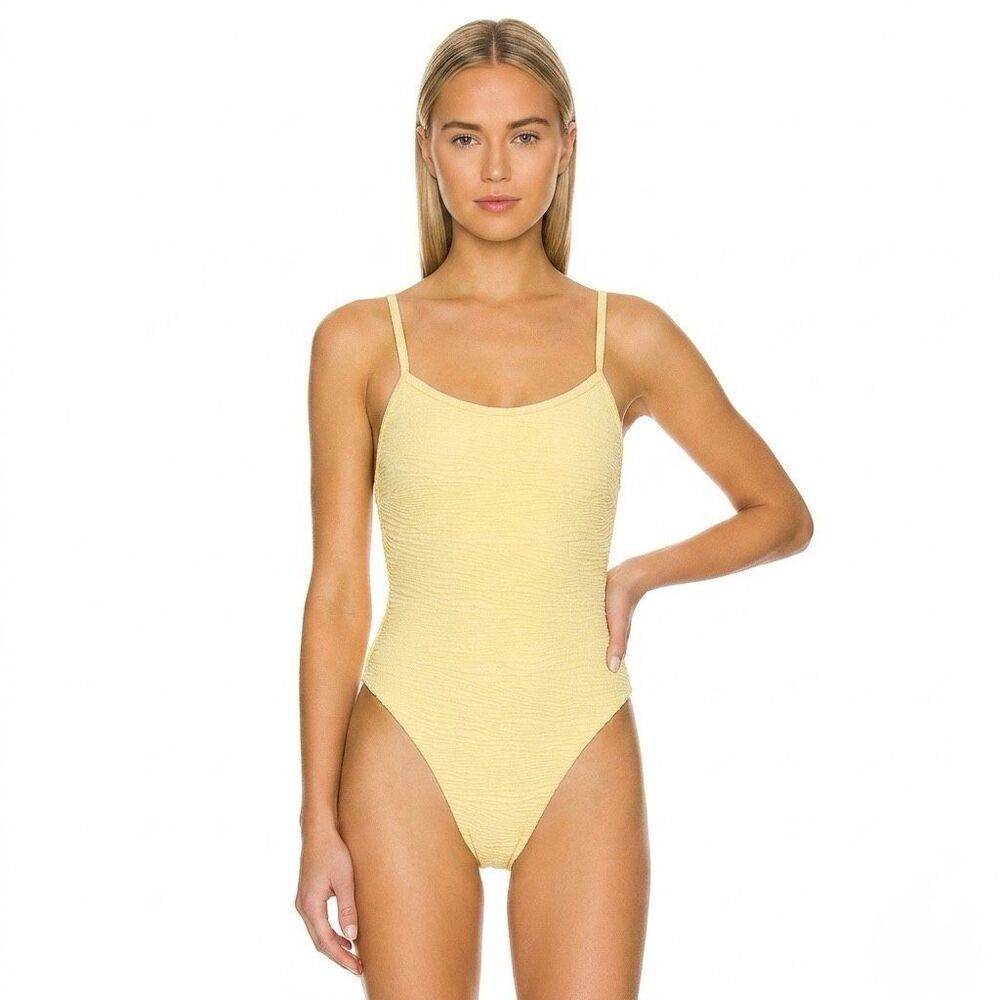 La Porte NWT Sunshine Yellow Textured One Piece Swimsuit Resort Vacation Large